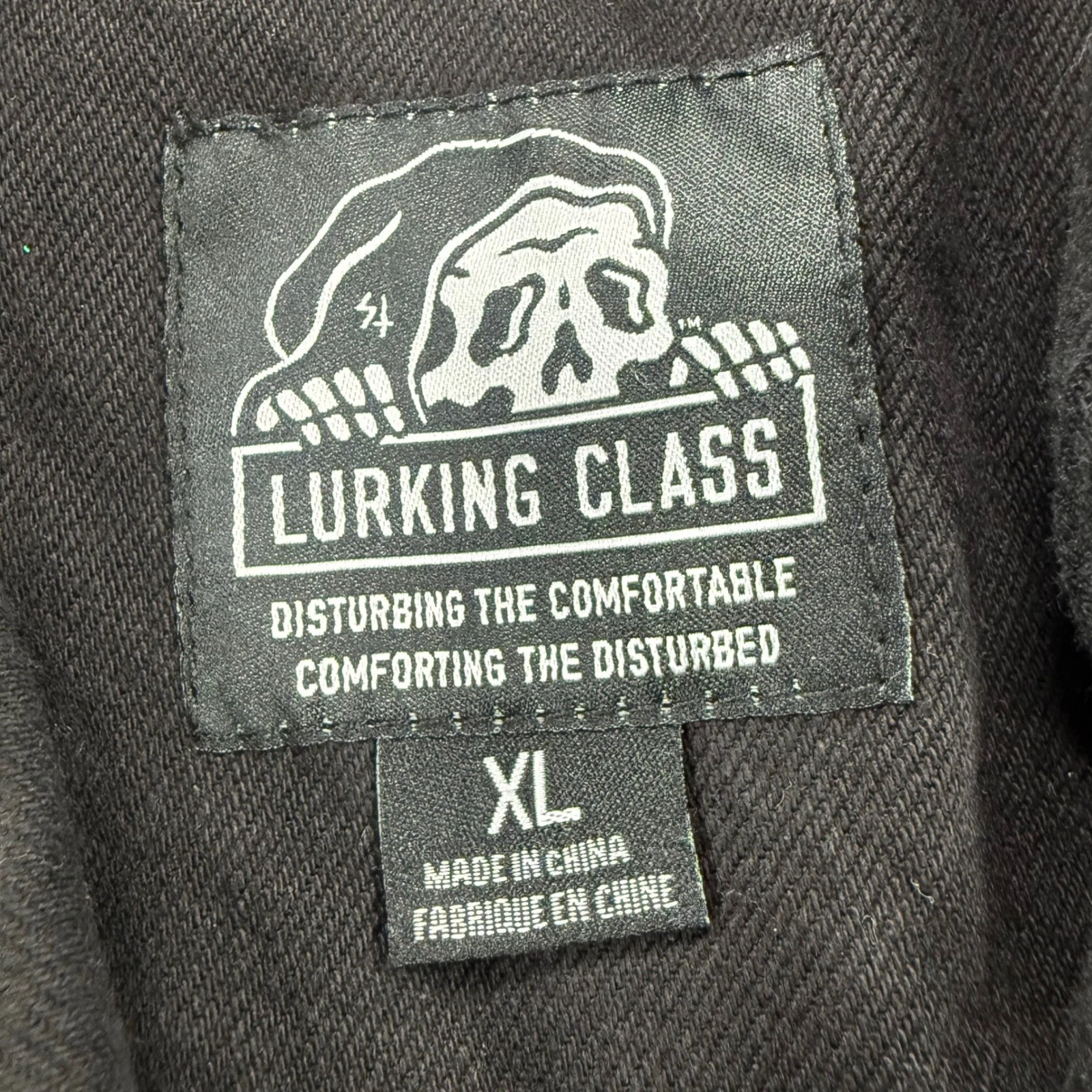 Lurking Class Sketchy Tank Mens XL Black Denim Patch Trucker Jacket Streetwear - product detail image 6