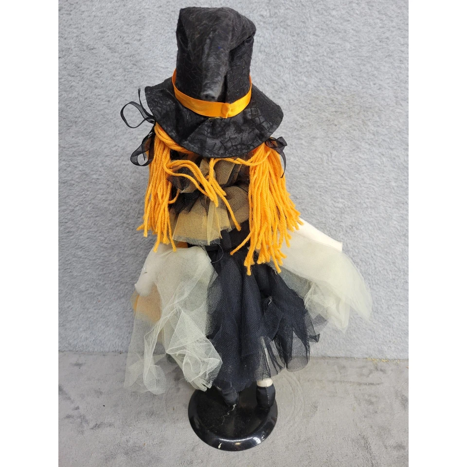 Muñeca Bruja Halloween Sombrero Negro Pelo Naranja Decoración del Hogar Decorativo 21" Alto Foto 4 de 4