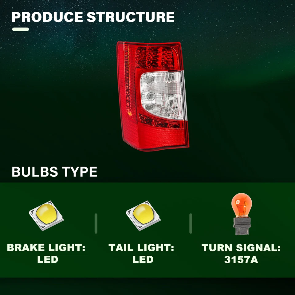 LH&RH Headlight / Tail Light For 11-20 Dodge Grand Caravan 08-16 Chrysler Town Foto 2 de 4