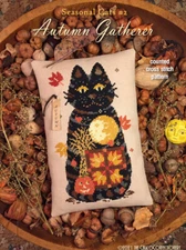 AUTUMN GATHERER cross stitch pattern CalicoConfectionery Fall Cat Pumpkin Quilt 