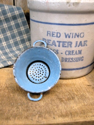 Antique Child's German Toy Blue Graniteware Colander - Picture 2 of 9