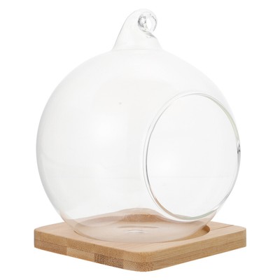 Water Pots Succulent Planter Plants Bubble Bowl Wood Base Fake