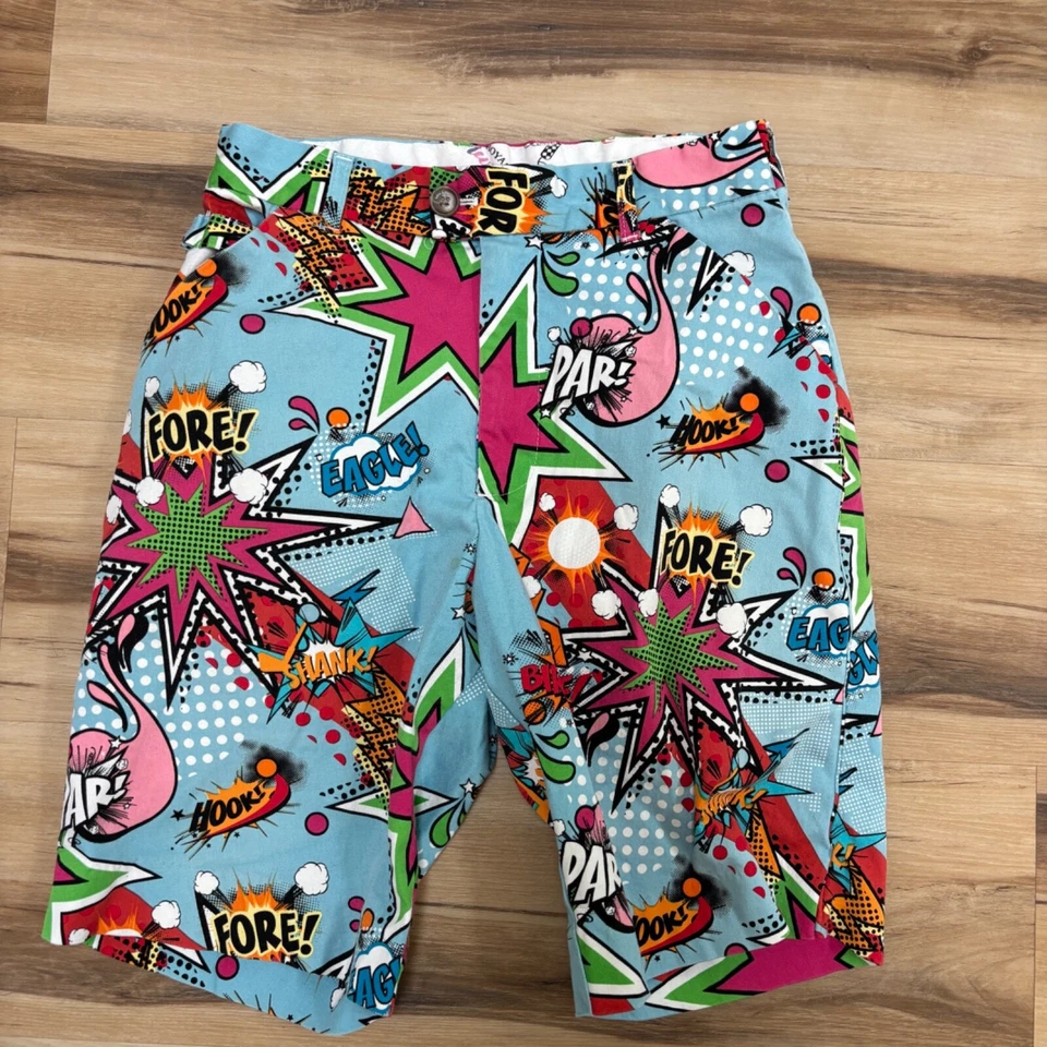 Royal & Awesome 短裤男式 26 蓝色高尔夫全印花 9 — 第 2/4 张图片