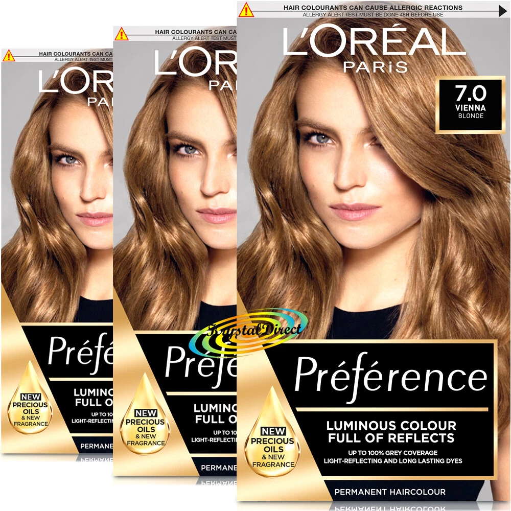 3x LOreal Preference VIENNA 7 BLONDE Permanent Hair Colour Dye