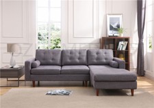 Fabric 3-Seat Modular Recliner Corner Futon Lounge Sofa With Chaise-Grey/Marron