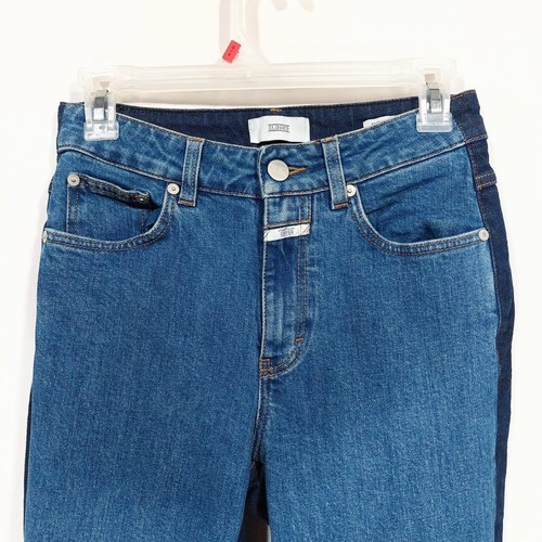 CLOSED Jeans Women's Sz 25, Two Tone Blue Denim, Cut off Straight Leg, High Rise - Picture 4 of 8