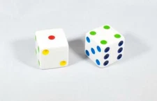 Koplow D6 Games 25MM White with Multicolor Pips (Set of 6 )