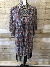 NWT LuLaRoe Large Monroe Kimono Floral With Geometric Bottom L - HTF