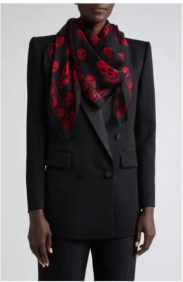 NWT Authentic Alexander McQueen Skull Scarf, Color Black/Red MSRP