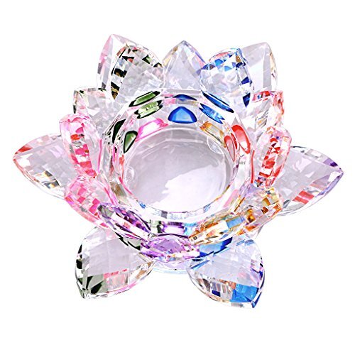 4.5 Inch Lotus Candle Tealight Holder Glass Candle Lamps Holder Night Light C... - Picture 1 of 7