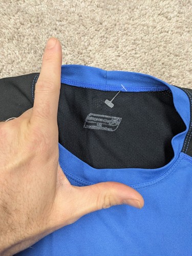 Sugoi Shirt Mens Large Blue Black Crew Wicking Spandex Reflective Cycling - Picture 6 of 10