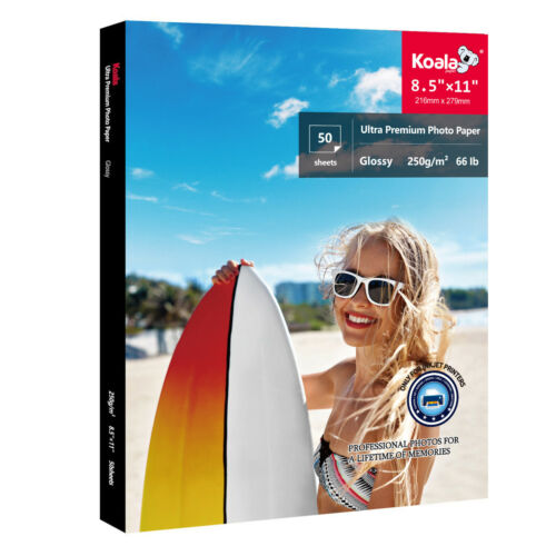 Koala Premium Photo Paper 8.5x11 Glossy Waterproof 66lb 11 Mil Inkjet Printer - Afbeelding 1 van 10