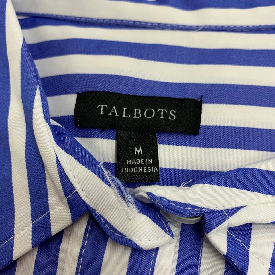 Camisa TALBOTS Botón Lateral Velero Rayas Novio Para Mujer Talla M Foto 2 de 4