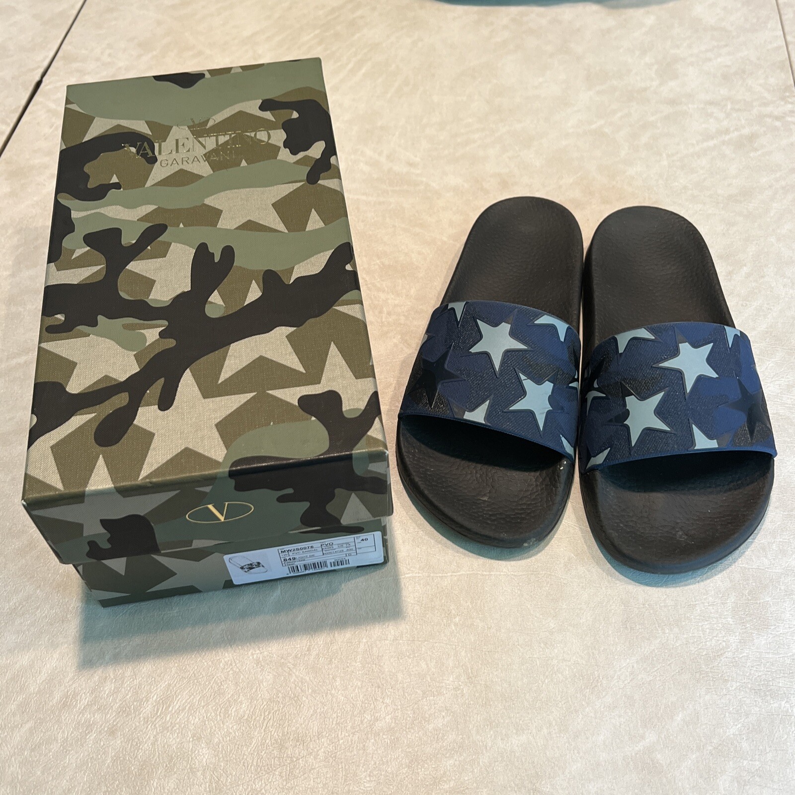 Blue Camo Valentino Slides Camo 100% AUTHENTIC MEN'S VALENTINO