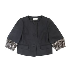 Tory Burch Uk 4 Jacket Peggy Calf Trim Wool Blend