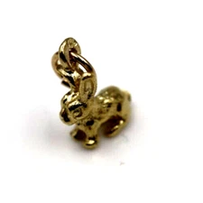 Genuine 9ct Yellow Gold 375 Rabbit Charm or Pendant charm + jump ring