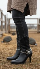 Women Silver Metal Boot Chain Bracelet Anklet Shoe Scorpion Charm Pop Star 2PCS