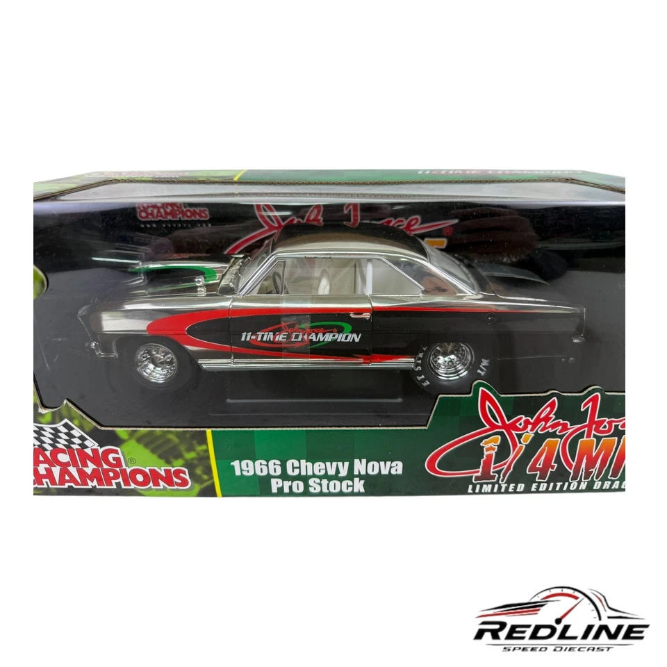🏁Racing Champions 1966 Chevy Nova Pro Stock John Force Chrome Chase 1:18 LN🏁 Foto 2 de 4