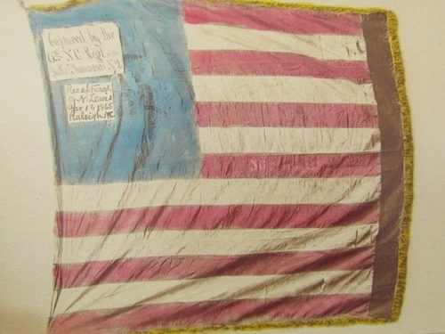 Civil War 56th Pennsylvania Inf. captured battle flag hand colored cabinet photo