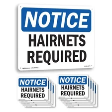 Hairnets Required OSHA Notice Sign Metal, Plastic, Or Decal - 5 or 10 Pack