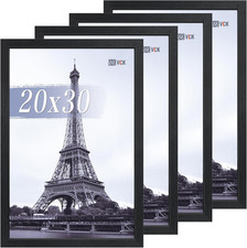Set of 4 Black 20x30 Gallery-Quality Wood Poster Frames with Plexiglass