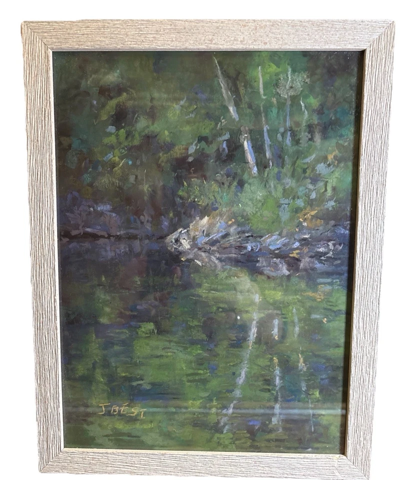 VTG Framed Waters Edge Wall Art~Professionally Framed Painting~ Signed: J BEST - Image 2 of 4
