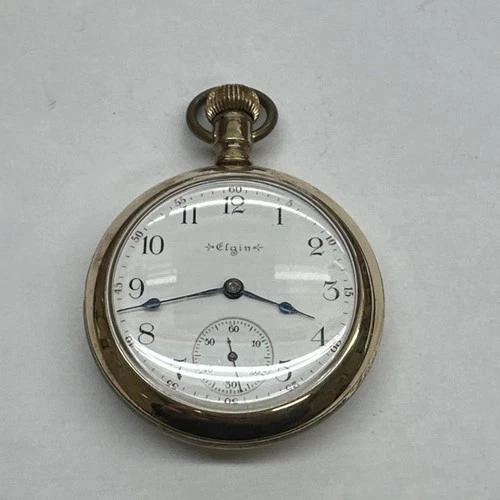 ELGIN 14K GOLD FILLED 17 JEWELS ANTIQUE POCKET WATCH MINT NO RESERVE !!!!!