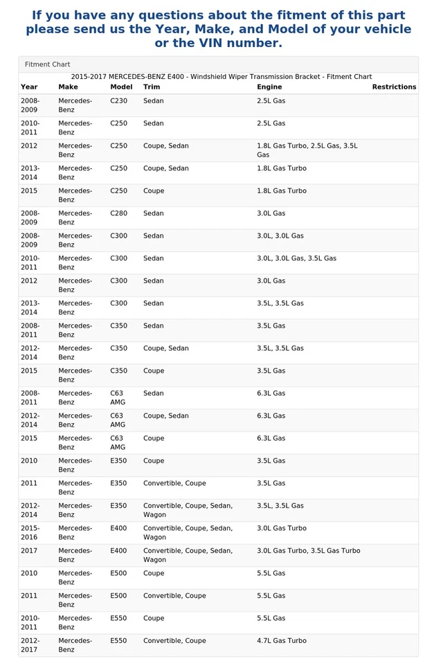 Mercedes-Benz E400 2015-2017 - Soporte de transmisión limpiaparabrisas Foto 4 de 4