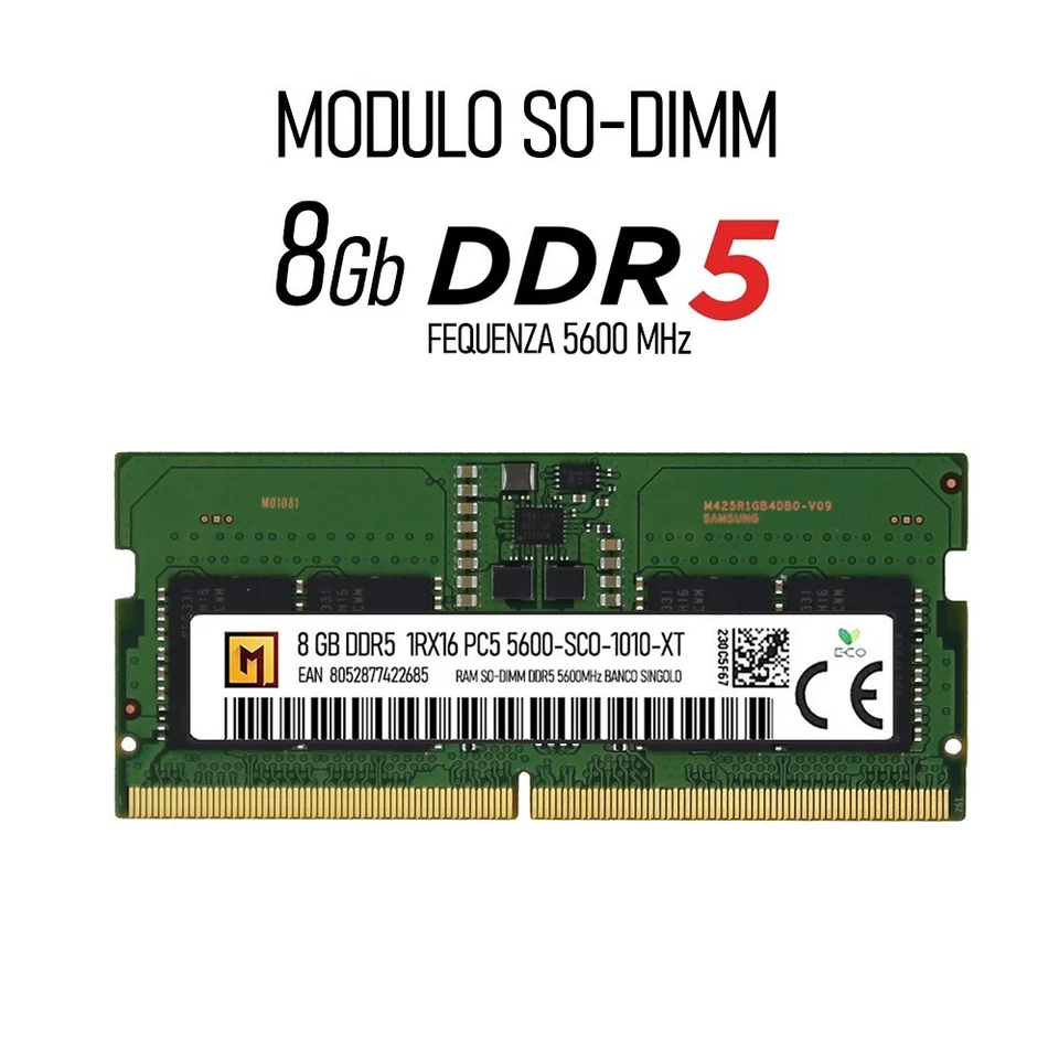 Memoria Ram so-dimm DDR5 da 8Gb Premium con frequenza di 5600MHz - Immagine 2 di 3