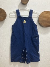 Classic Pooh Winnie the Pooh Size 9M Embroidered Bib Navy Blue Overalls