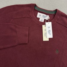 Penguin Original Waffle Knit Sweater Mens L Tawny Port Red Maroon NWT 89