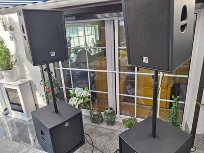 Aktivboxen, kompl. PA von HK Audio, 2x 15 PR:O, 2x 18 PR:O Sub, Zubehör + Hüllen