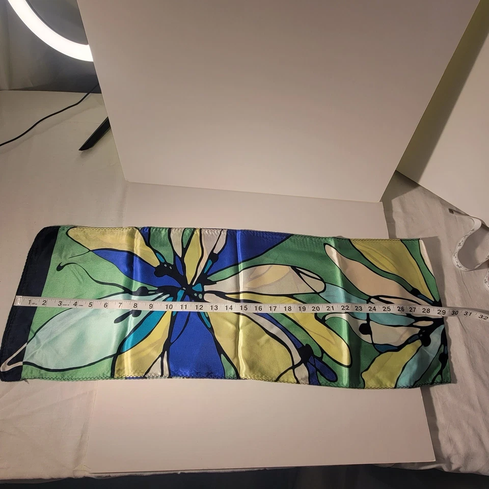 Jones New York Exquisita Bufanda de Seda Art-to-Wear Abstracto Floral Rectángulo 10x58 Foto 3 de 4