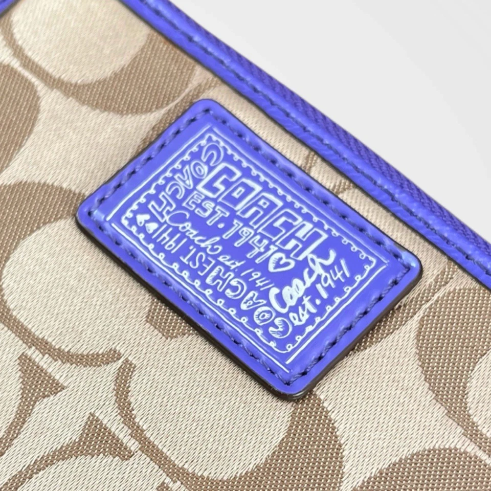 Coach сумка кошелек с ремешком бумажник кошелек с ремешком мак подпись золото фиолетовый жаккардовый блеск - Изображение 3 из 4