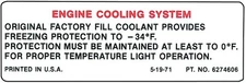 1971-72 Cooling System Warning Decal GM# 6274606