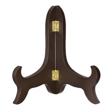 7" Easel Plate Holder Wooden Folding Display Stand Brown Picture Frame