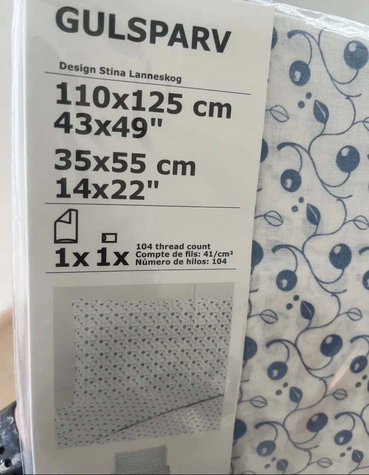 Funda nórdica/funda de almohada para cuna Ikea Gulsparv con estampado de arándanos 804.270.70 nueva azul Foto 3 de 4