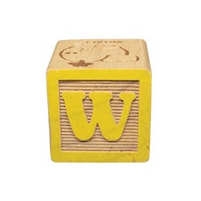 Vtg Letter W Wooden Alphabet Block Replacement Crafts Crafting Supply 1.75x1.75"