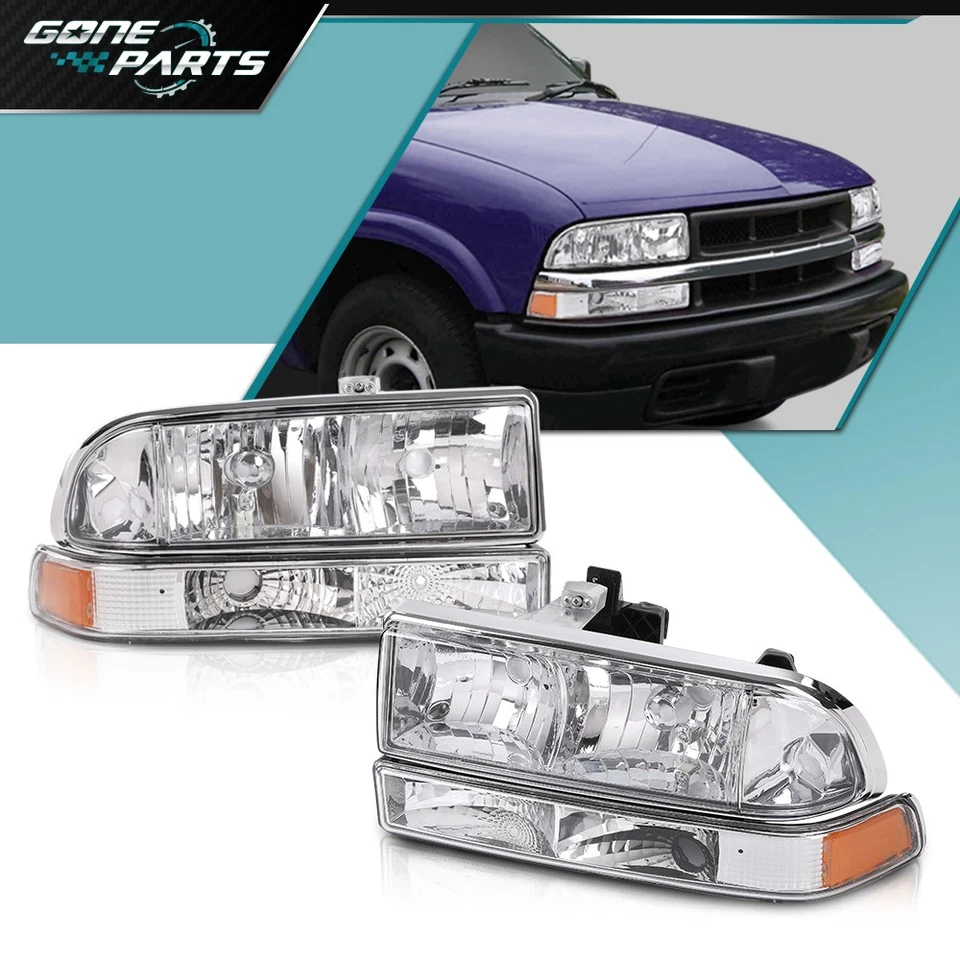 Faros esquineros cromados ámbar aptos para Chevy Blazer S10 1998-2005 lámparas de parachoques Foto 2 de 4