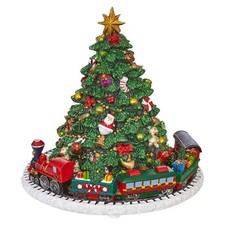 Animated Musical Green Christmas Tree with Train 6.25 Inch