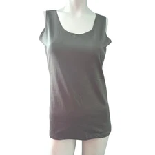 A'NUE Miami Long Tank Top L Workout Yoga Stretch Casual Athleisure Gray Layering