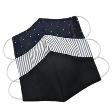 Reusable Mixed Black Colors Cotton Fabric Washable Fashion Face Masks Set of 3