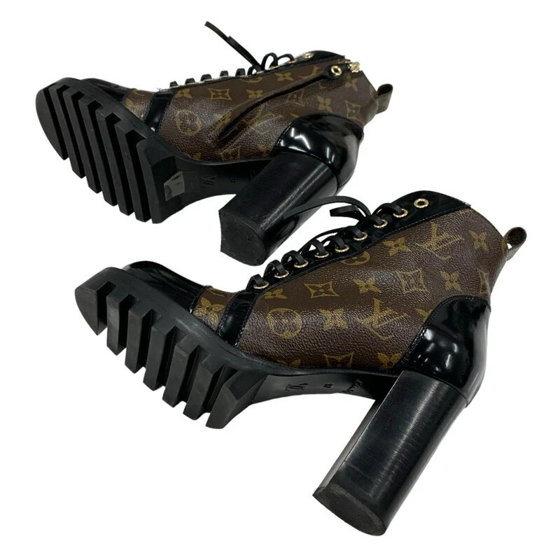 LOUIS VUITTON パンプス MA0280 LOUIS VUITTON MA0280 Monogram Leather Short Boots 37 Brown x