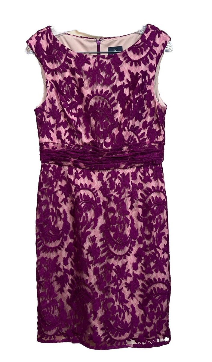 white christmas dresses Adrianna Papell Crew Neck Racer Zipper Back Lace Dress Blue Lilac / 8