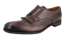 PRADA Leather Brogue Fringe Derby Dress Shoes 2EF029 Brown NEW -  US 11 EU 44
