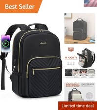 Versatile 15.6-Inch Black Laptop Backpack with USB for Professionals Students