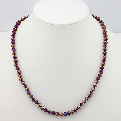ALL NATURAL 6.5MM CHECKERBOARD ROUND RED CRYSTAL NECKLACE 
