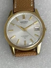 Seiko Vintage Automatic Watch 7625-8023 Gold Plated Case 17J Date Brown Leather