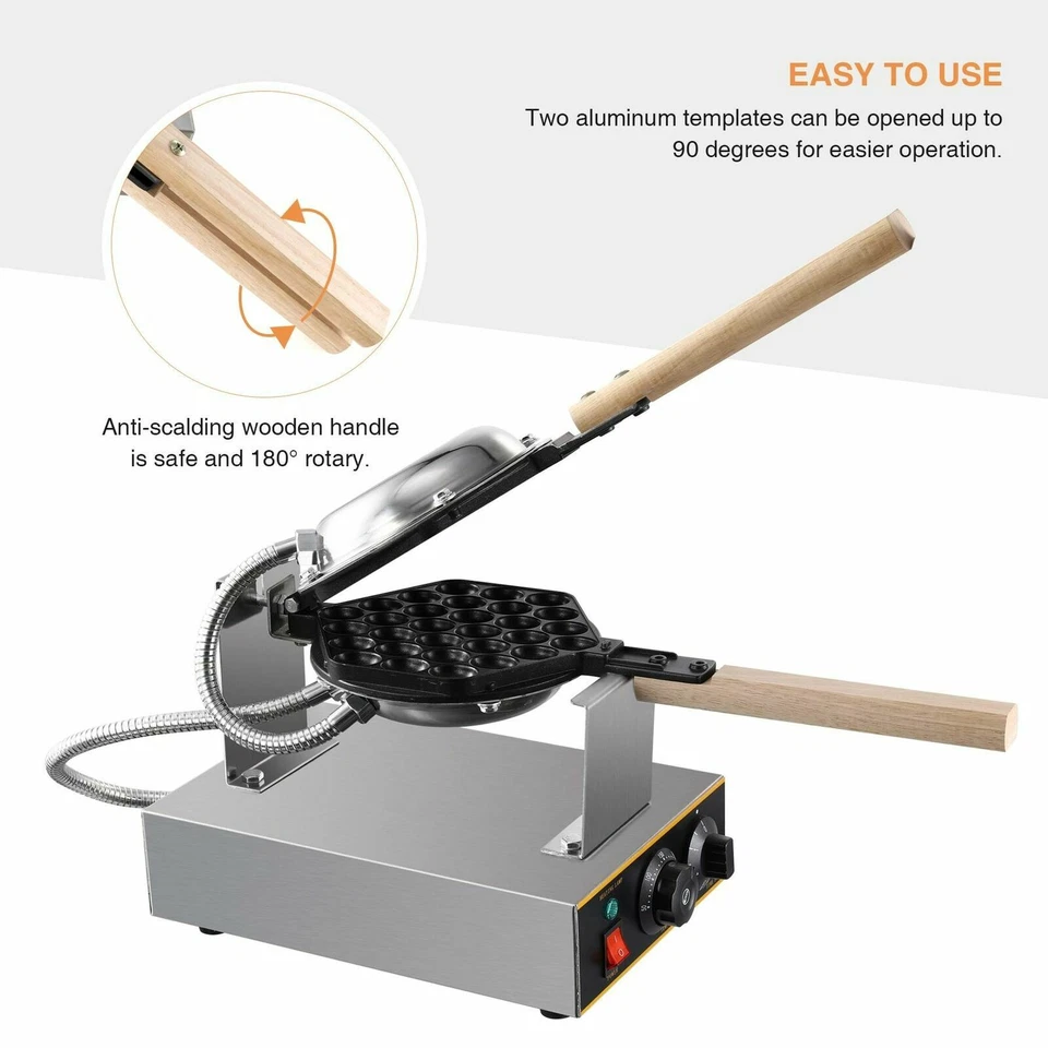 Macchina Piastra Per Waffle bubble  professionale Antiaderente waffel a nido d'a - Immagine 4 di 4