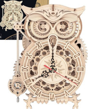 Mechanical Gear 3D Wooden Puzzle Owl Clock Assembly Building Kit Adult DIY Gift